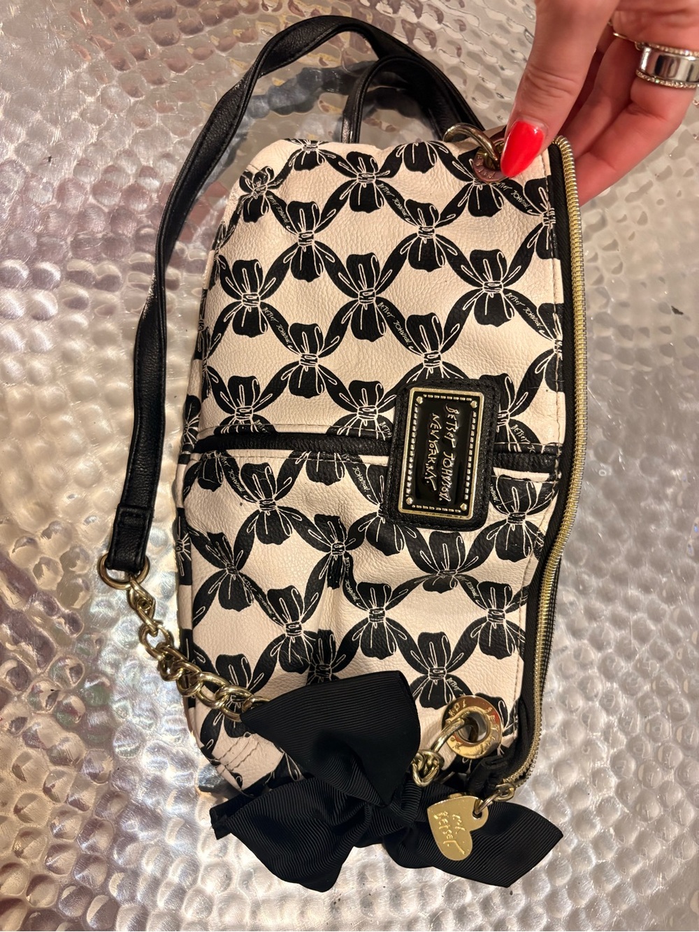 Coach Black & White Bow-Print Crossbody Bag